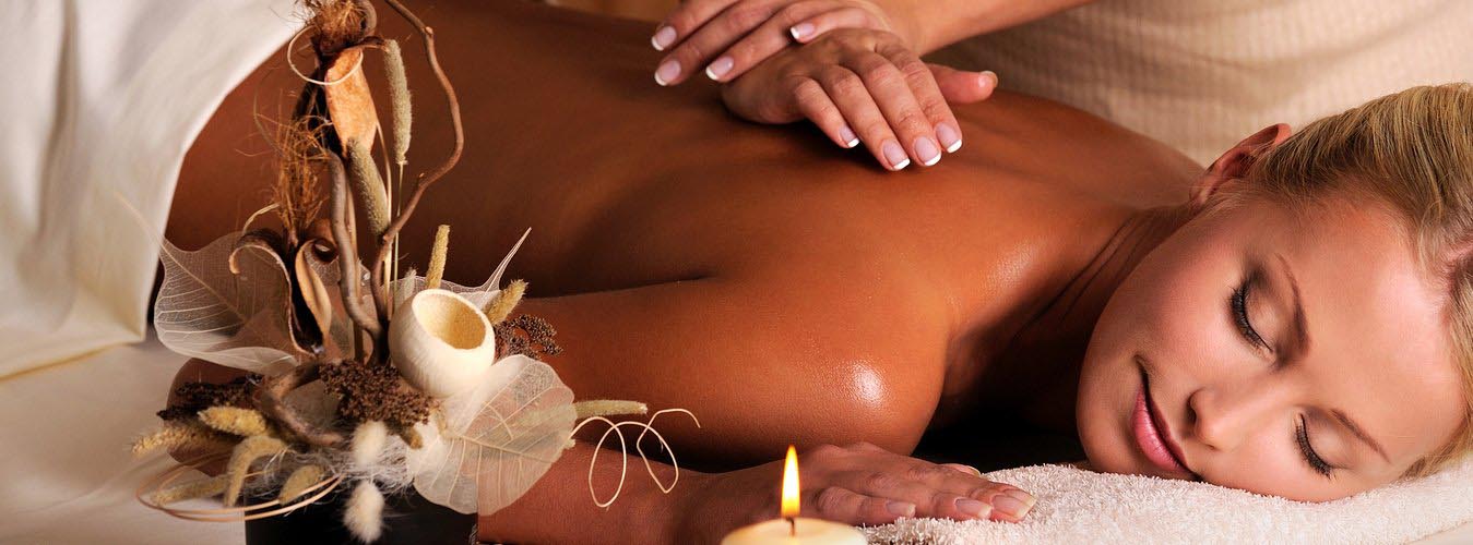 back massage therapy with aroma oils