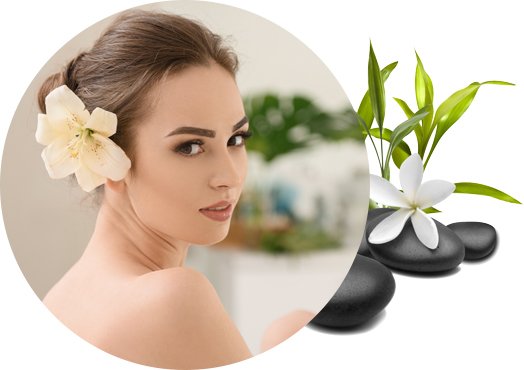 beautiful lady having jasmine flower in ear.